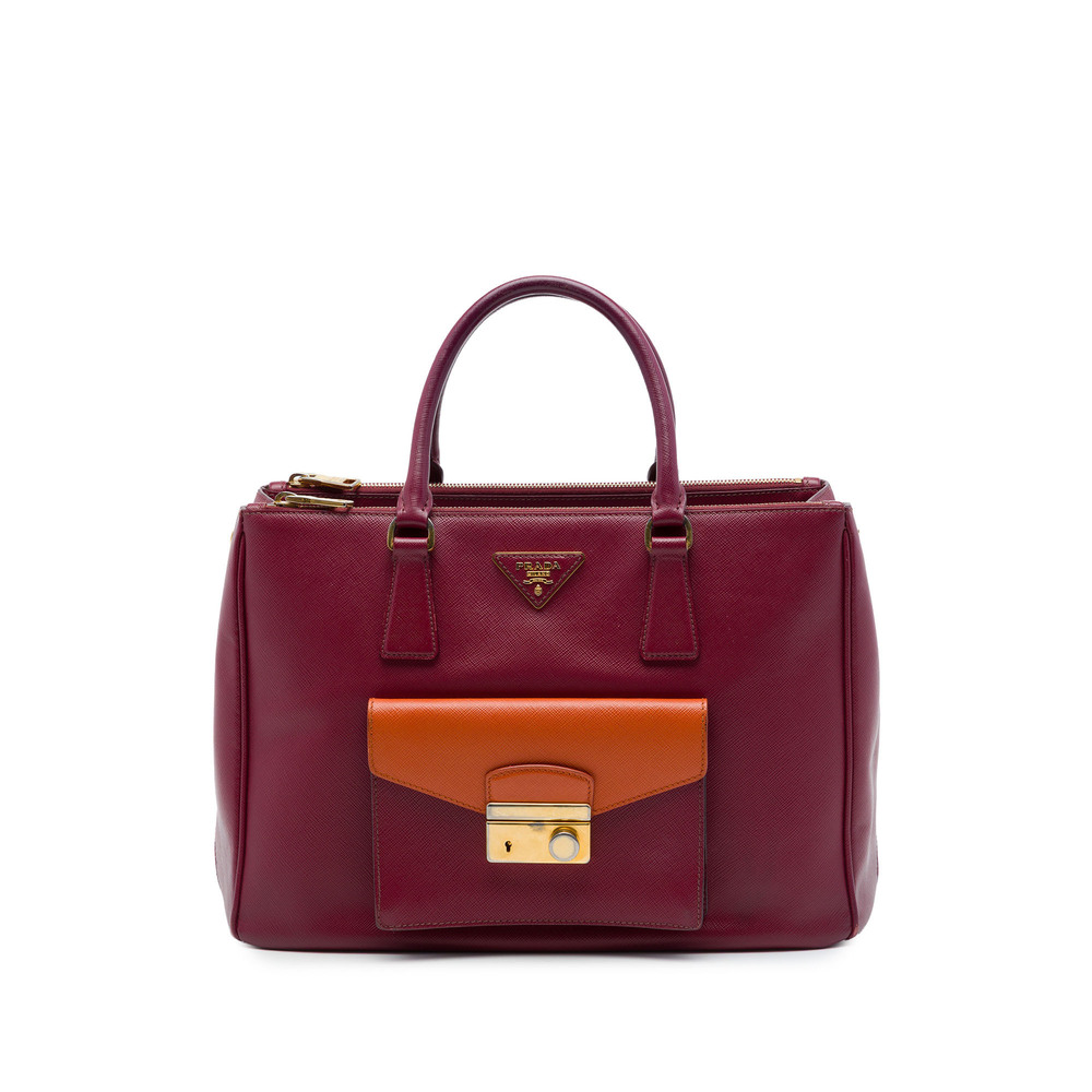 Pre-Loved Prada Bicolor Saffiano Lux Galleria Double Zip Front Pocket Satchel